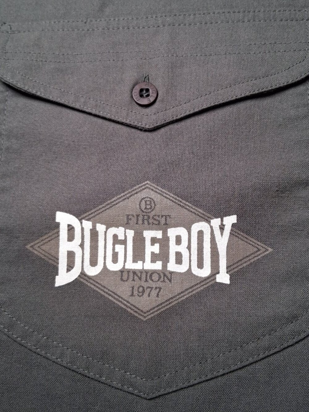 Vintage 1990s Bugle Boy Shirt Small Gray Button Down Collared Retro Grunge - Picture 11 of 12